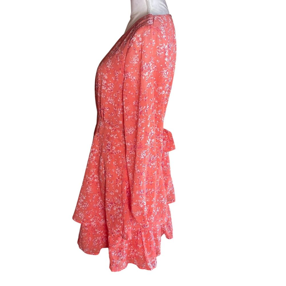 Coquette Pink Floral Tie Back Mini Dress Bow Cottagecore Romantic Summer XL - Picture 8 of 12